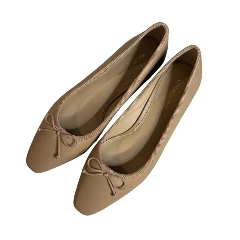 NEW Veronica Beard Catherine Leather Bow Ballet Flats
